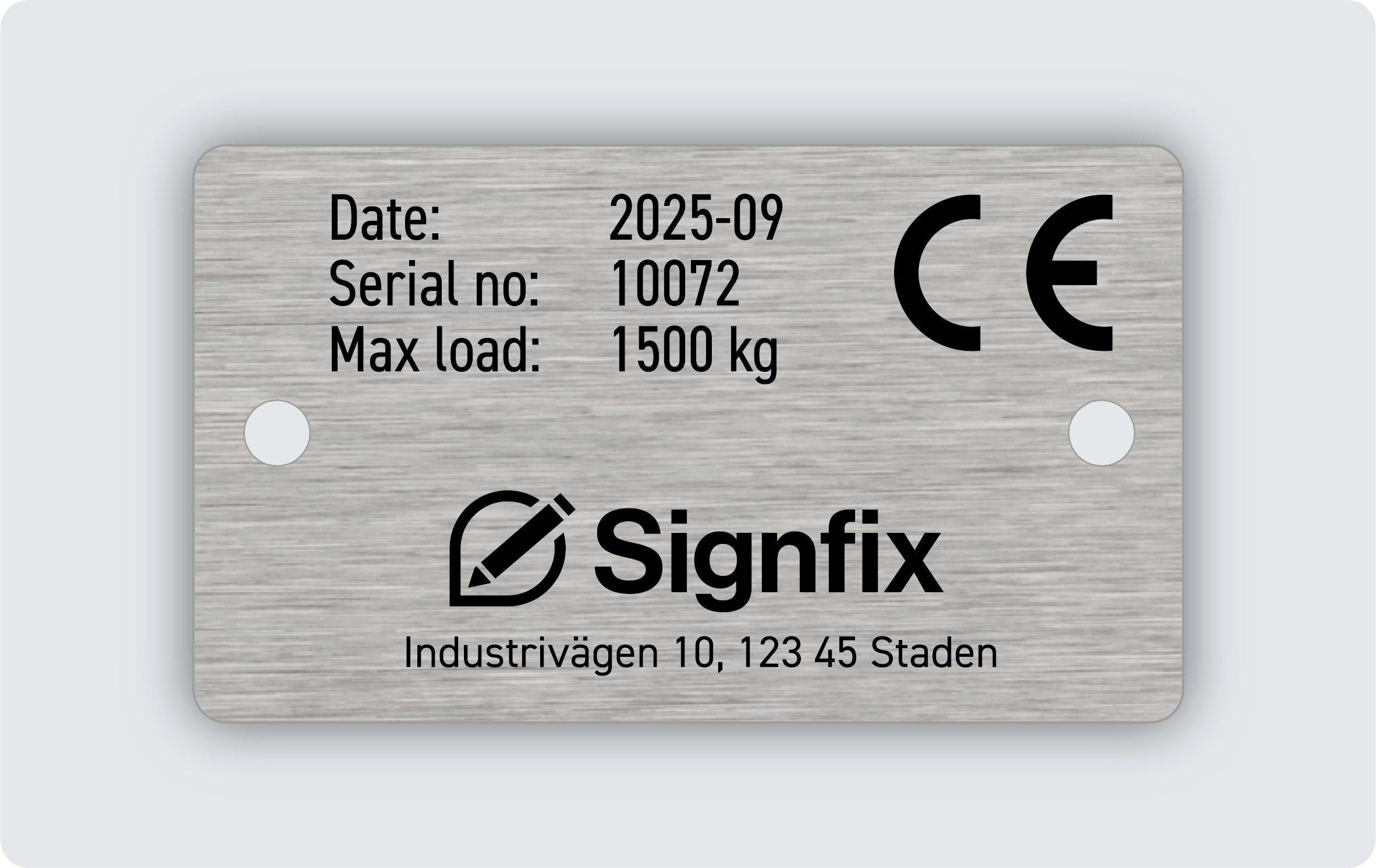 Maskinskylt rostfritt stål 60x35mm