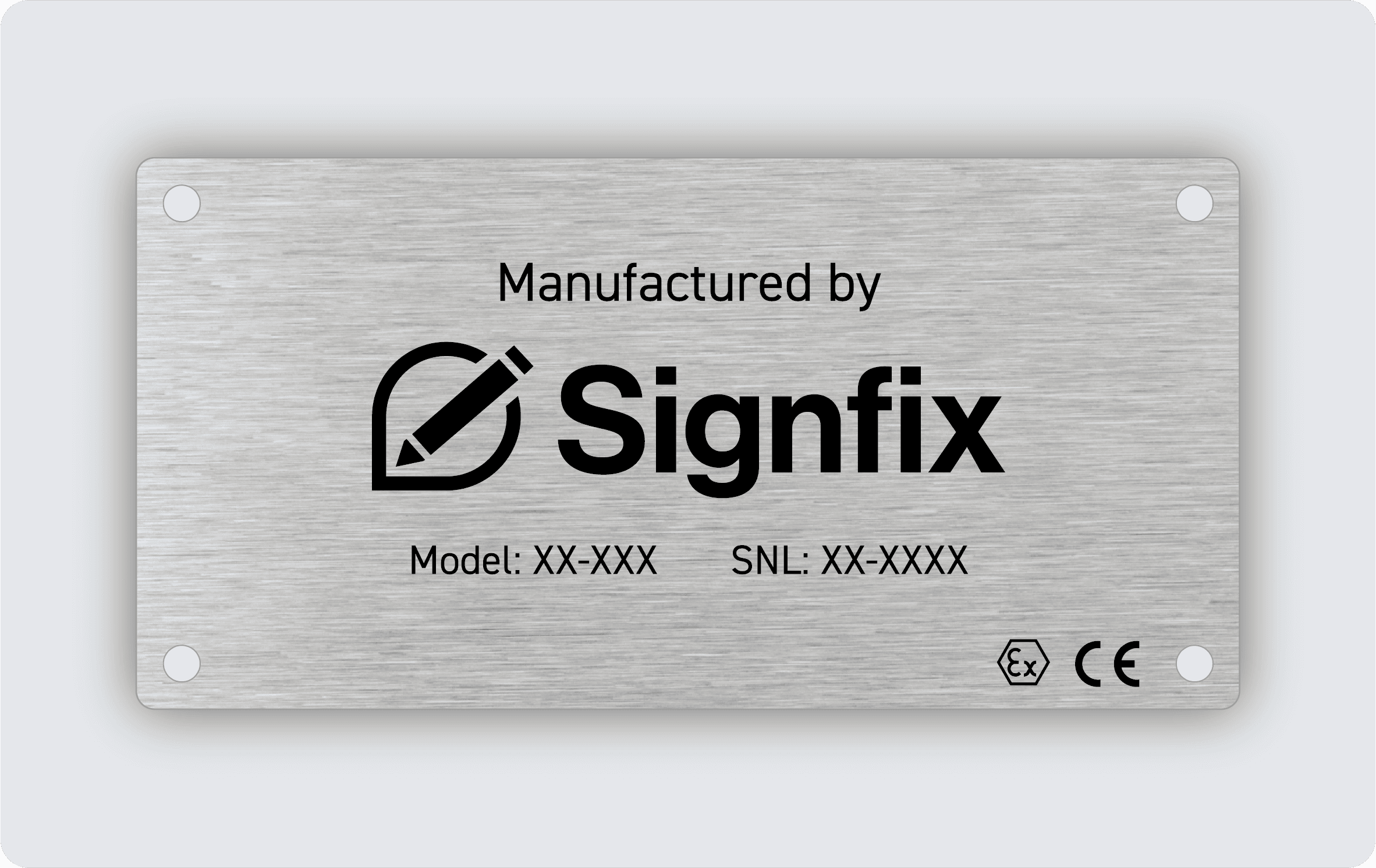 Maskinskylt rostfritt stål 120x60mm